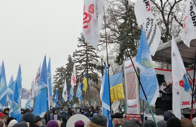 Виступ Голови профспілки трудящих металургійної і гірничодобувної промисловості України Олександра Рябка на протестній акції ФПУ
