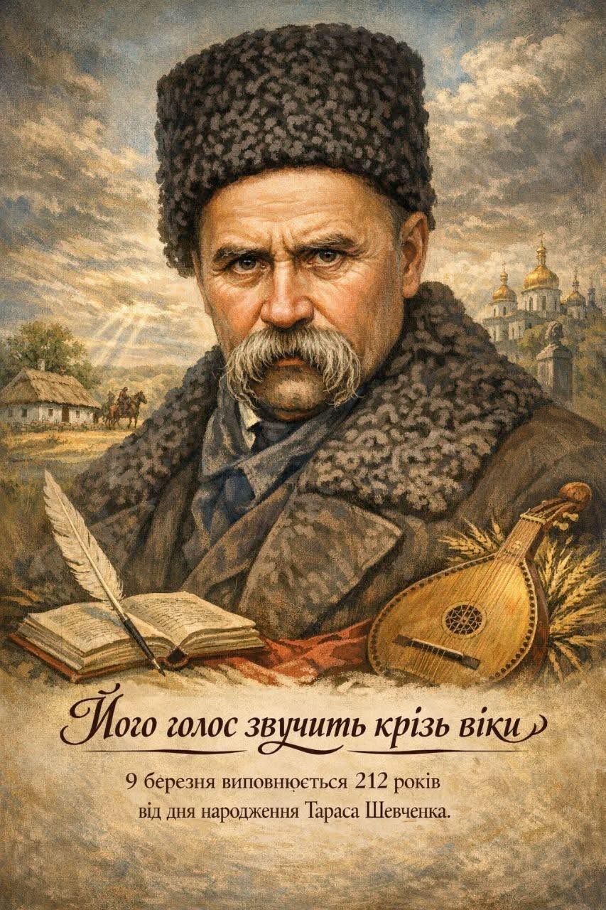 9 березня виповнюється 212 років від дня народження великого Кобзаря — Тараса Григоровича Шевченка